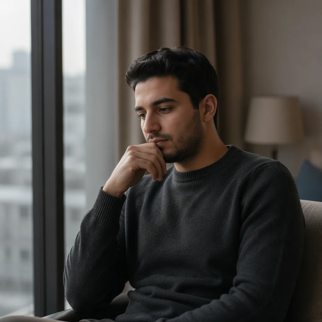 Contemplative Man by Morning Window Light