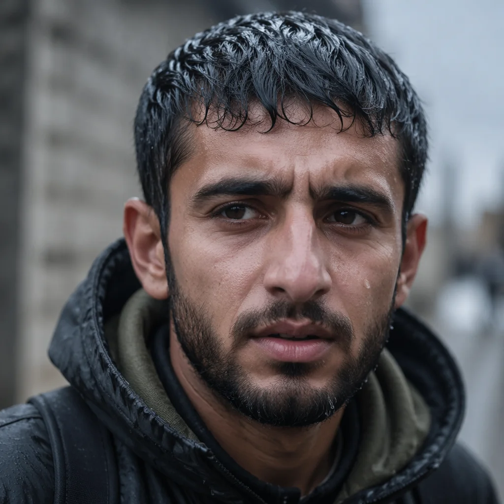 Determined Young Man in Morning Cold