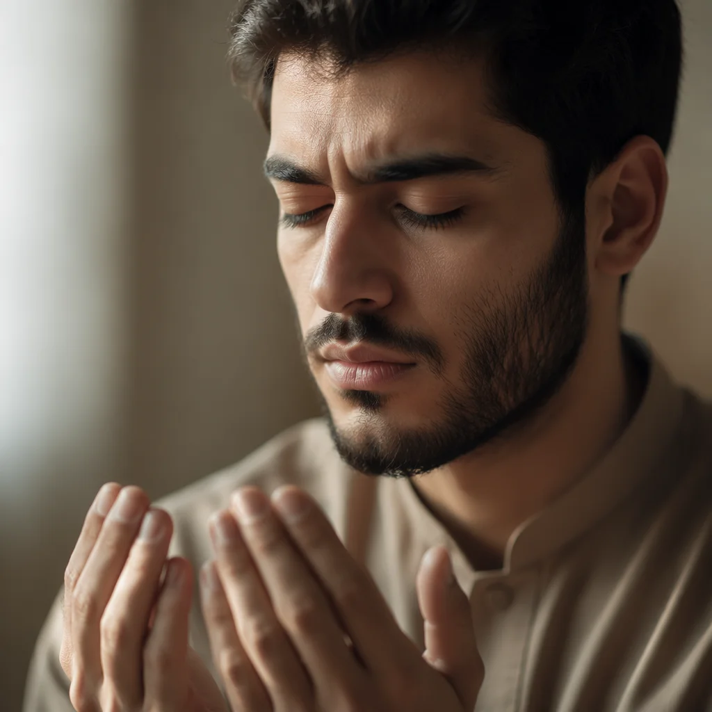 Close-Up Portrait of Man Praying