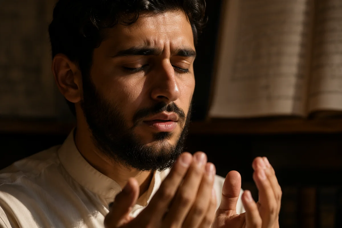 Close Up Portrait of Man Praying
