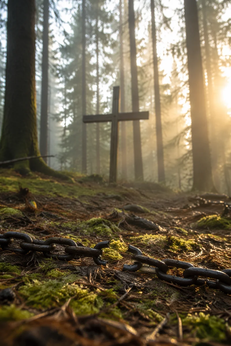 Broken Chains in Evergreen Forest Light