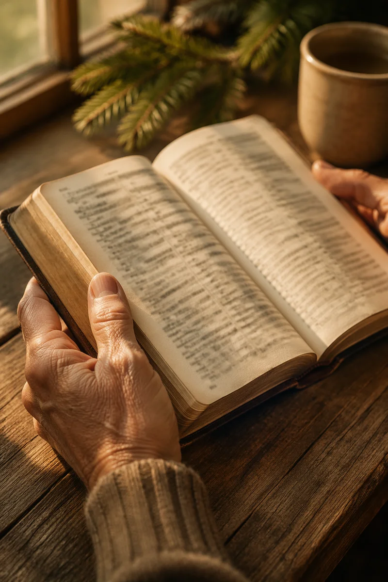Hands Holding Bible in Morning Light