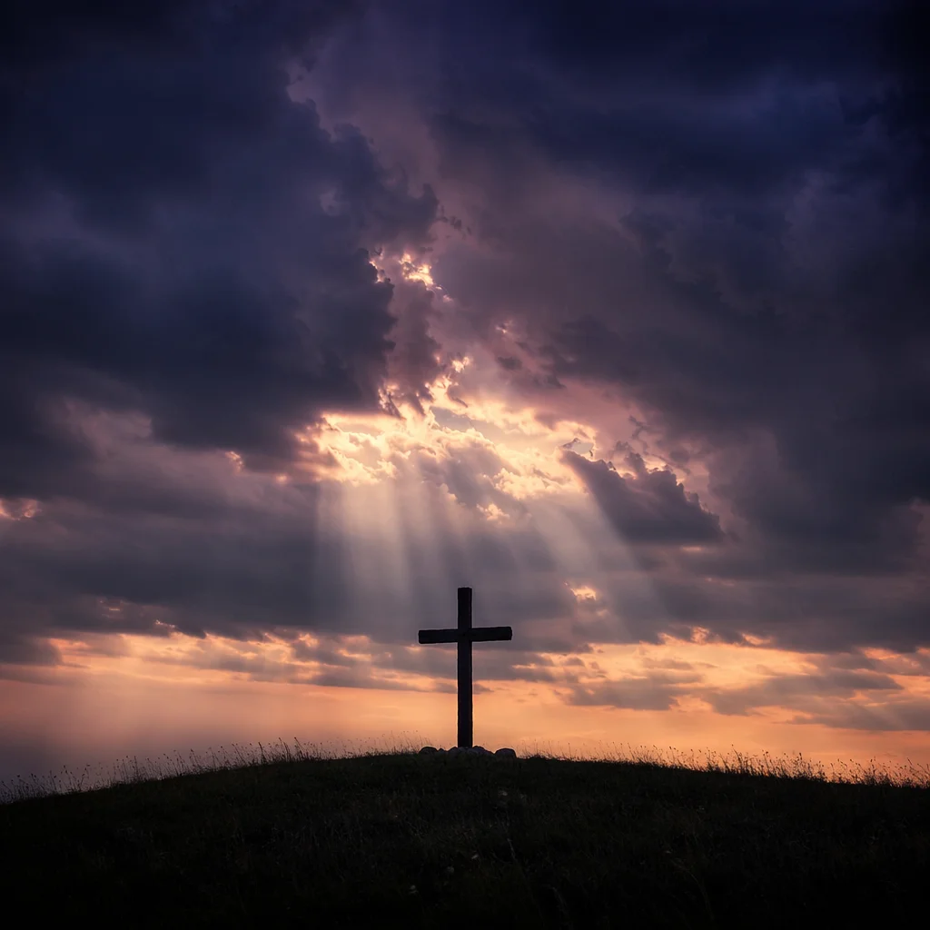 Cross Silhouette Beneath Dramatic Dawn Sky